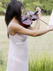 Cute Rain Playing The Violin Naked